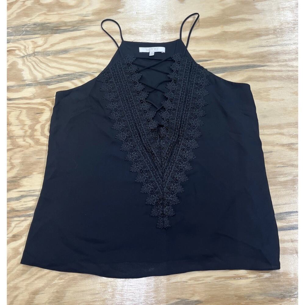 WAYF Posie Lace Camisole Small Black Cami Top Lace Dark Fairy Festival Witchy